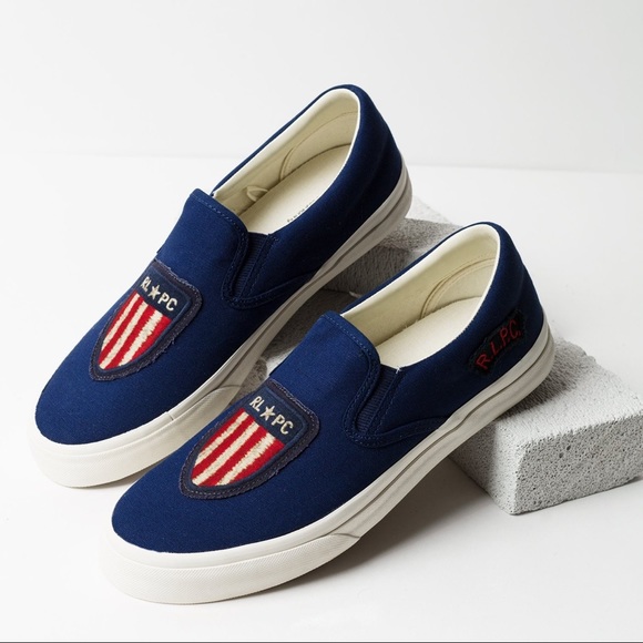 Polo Ralph Lauren Men RLPC Flag Sneakers Sz 10.5D - Picture 1 of 7